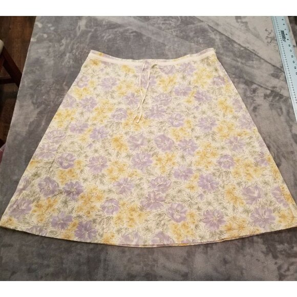 J. Jill Dresses & Skirts - J. Jill Womens A-Line Chic Floral Skirt Size 16 Purple Cotton Front Tie Side Zip